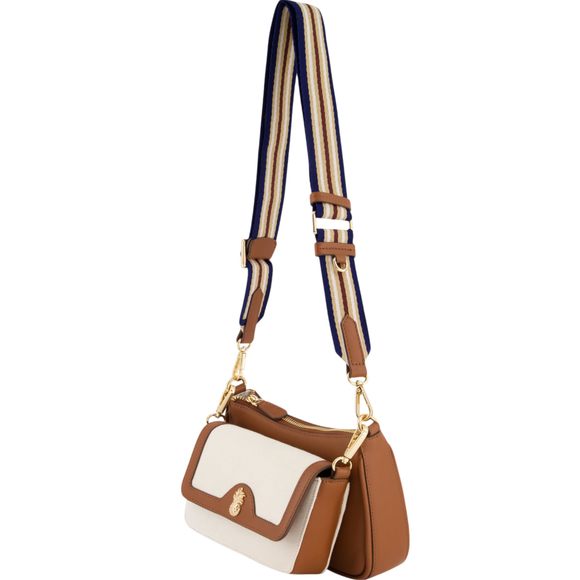 Double Crossbody Bag Purse, Canvas Small Shoulder Handbag With ^-^ - Picture 1 of 6